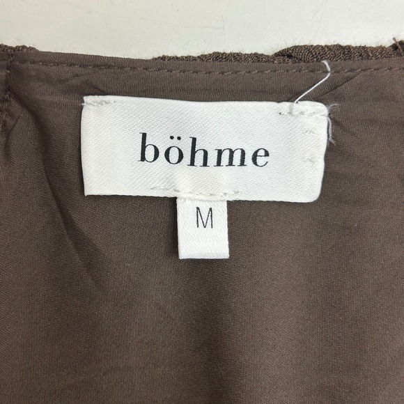 Böhme Gwen Relaxed Tiered Midi Dress Sz M Chocolate Brown Smocked Boho Flowy - Picture 5 of 7